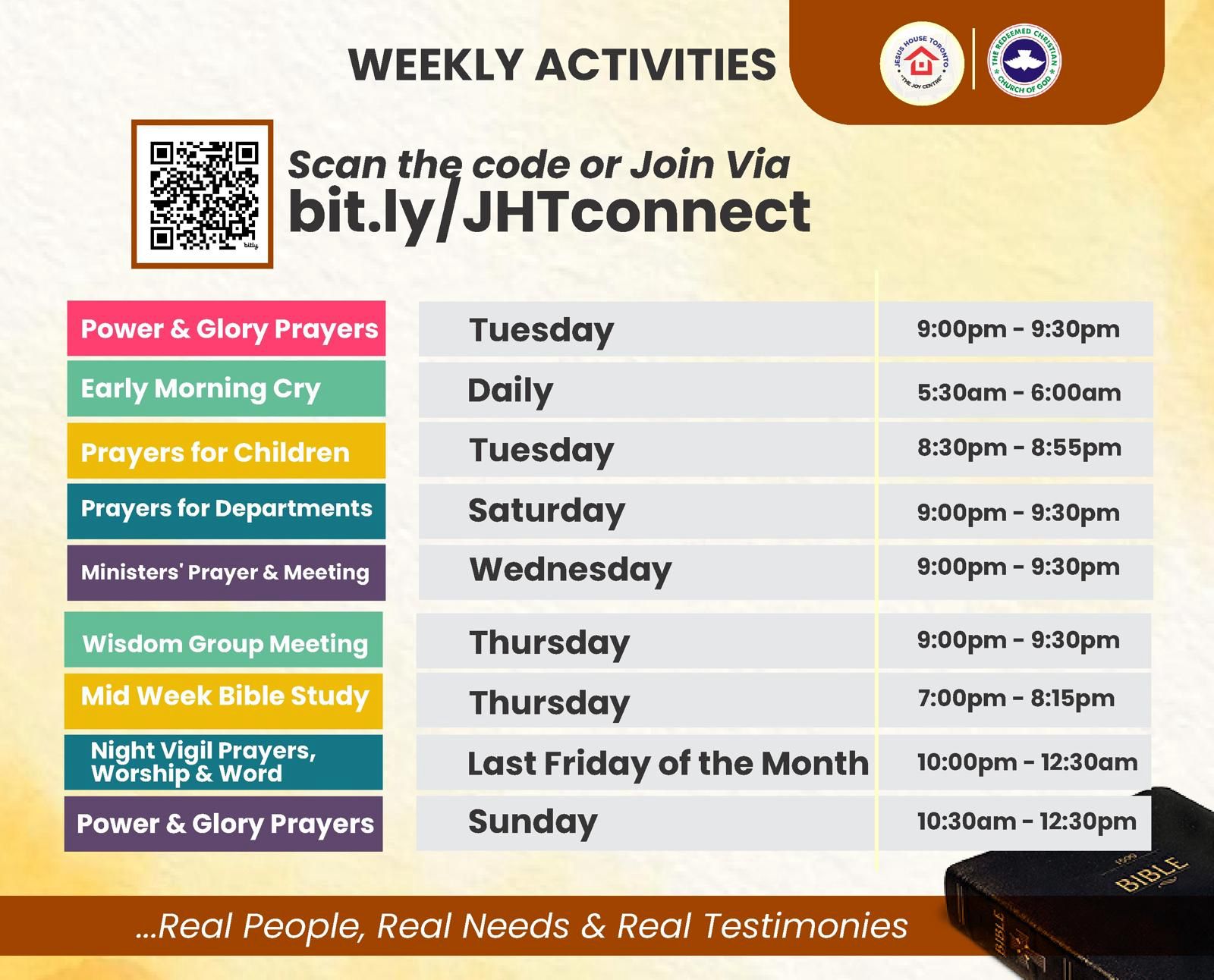 Jesus House Toronto Weekly Events